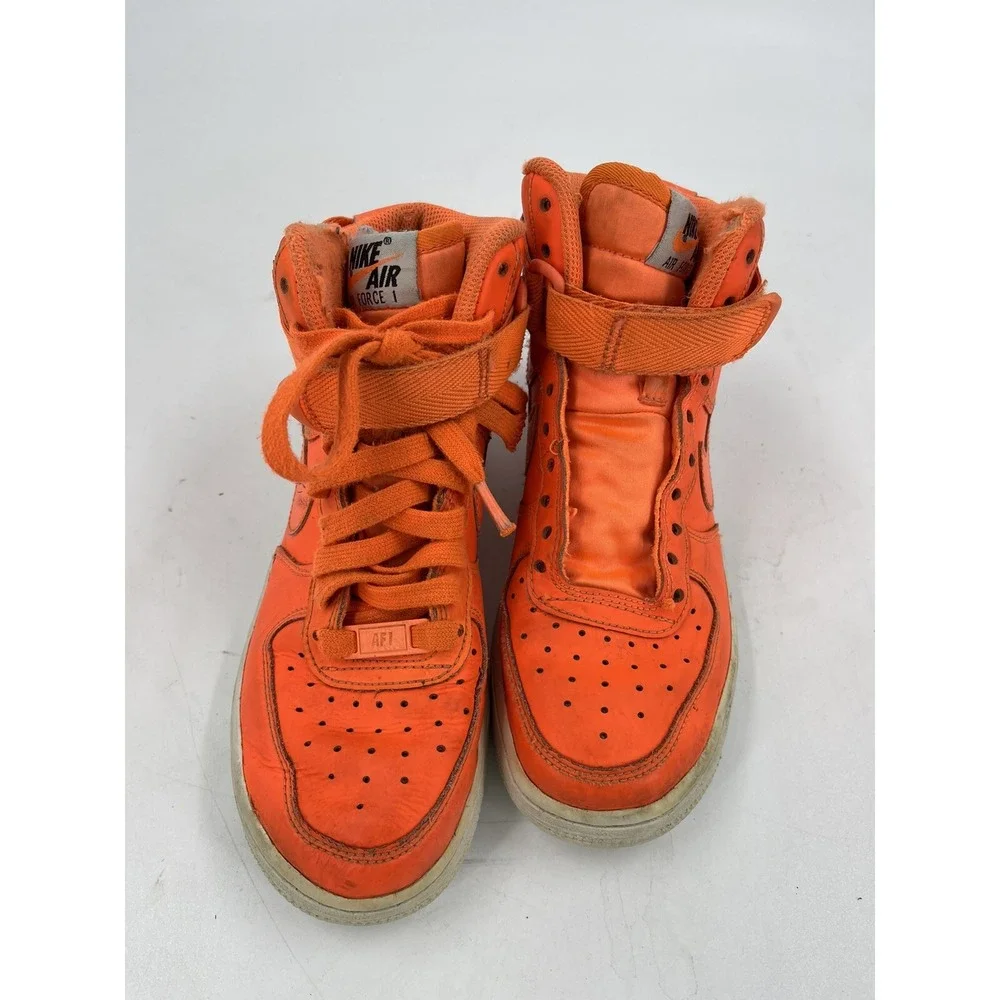 Nike Boys Air Force 1 Size 3.5Y AV7951-800 Orange Running Shoes Lace‎ Up Mid Top